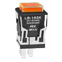 NKK Switches LB16SKW01-5D12-JD Pushbutton Switches ON-ON SQ 12V AMBER LED CLEAR/AMBER CAP