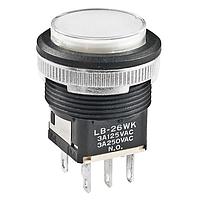 NKK Switches LB26WKW01-6G-JB Pushbutton Switches DPDT ON-ON BLU Ag PNL SEAL BLK HOUSING