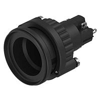 EAO 14-131.0252 Mushroom Pushbutton Actuator Mounting cut out 22.3mm Momentary Black Plastic Housing, Snap Action Switching element, 5A 250VAC, 1 NC + 1 NO, Solder, IP67 - LED, Lens and Front Ring NOT INCLUDED