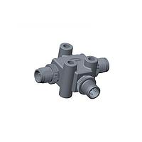 Amphenol LTW TA-A06M-A06M-A06M-01 T-Adapter Circular Metric Connector, T Adaptor, Metal, A Coding, 2A, 06 pins, (End 1) Male Male, (End 2) Male Male, (End 3) Male Male, Screw Thread, IP68 Mated