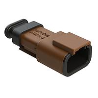 Amphenol SINE Systems ATM04-3P-SR01BN Connectors 3 Position, Receptacle, Pin, Strain Relief End Cap, Brown Body