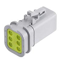 Amphenol SINE Systems ATP06-6S-OMRDGRY Overmold 6-Position Female Plug, Overmold Compatible, Reduced Diameter Seal, Grey