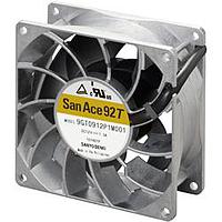 Sanyo Denki 9GT0912M1002 Axial Axial Fan, 92x92x38mm, 12VDC, 117CFM, Wide Temp Range, Ribless, Ball, Sensorless