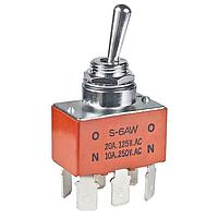 NKK Switches S6AWF Toggle Switches DPDT ON-ON .250 QC SPLSHPRF BUSHING 20A