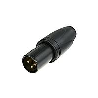 NEUTRIK NC3MXX-HD-B-D Cable Connectors 3P M CBL END XX HD BLK CHROME/GOLDR RUB