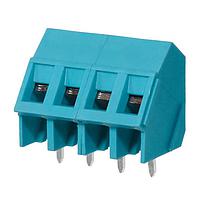 Same Sky (formerly CUI Devices) TB008A-508-04BE Fixed Terminal Blocks Terminal block, screw type, 5.08 , 45, 4 poles, CUI Blue, slotted screw, PCB mount