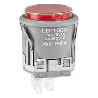 NKK Switches LB15CGW01-5C12-JC Pushbutton Switches ON(ON)ROUND GRAY 12V RED LED CLR/RED CAP