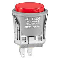 NKK Switches LB15CGW01-C Pushbutton Switches SPDT ON-(ON) GRAY ROUND RED CAP