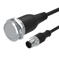 EAO 82-665A.2000 Anti-Vandal Pushbutton.maintained.22mm.stainless steel SUS 316L.flush/flat.Ag.Cable 200mm with M12 Connector