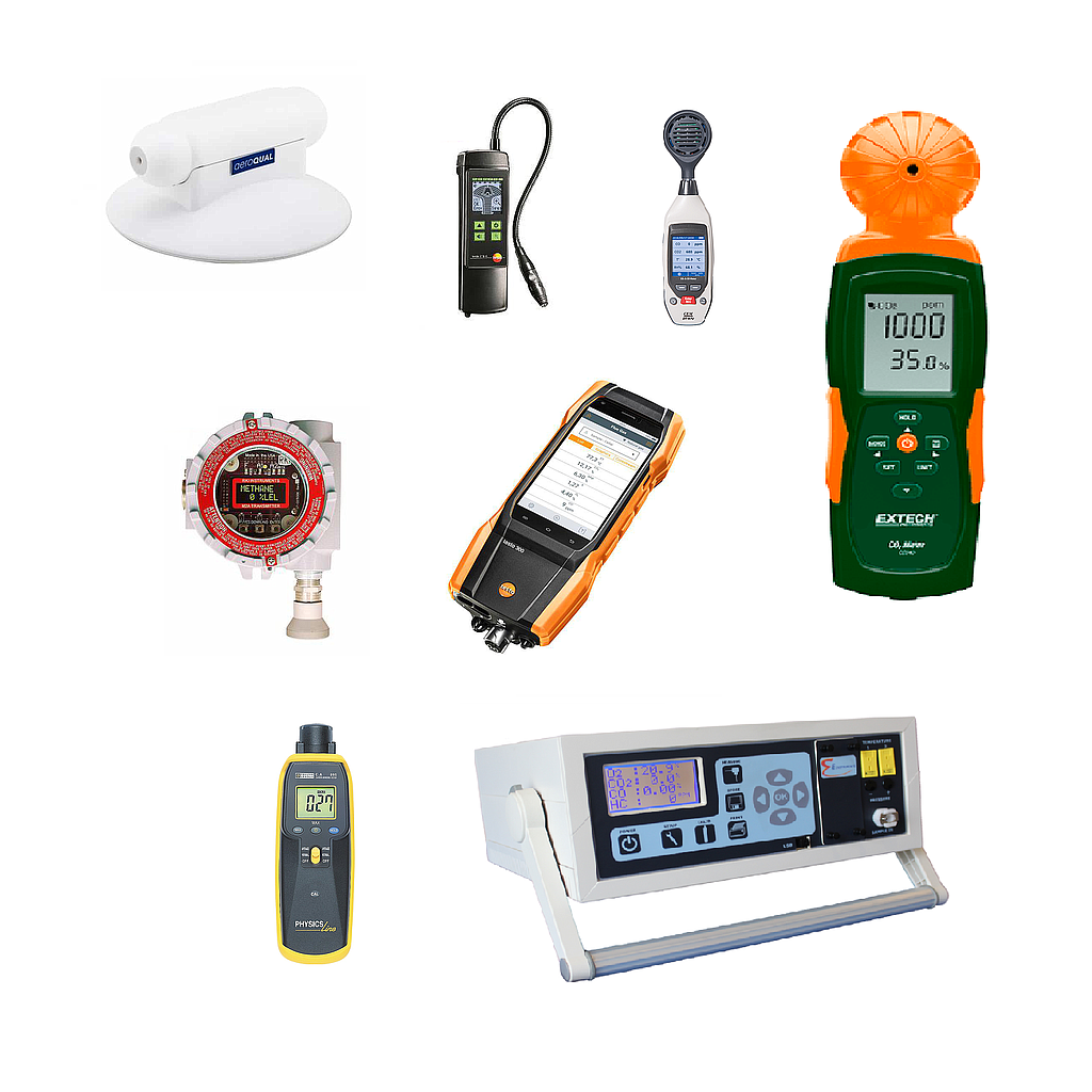 Calibration support for gas detectors, air meters, and emission measurement instruments