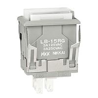 NKK Switches LB15RGW01-01-JB Pushbutton Switches ON(ON) RECT GRY BODY NEON LMP CLR/WHT CA