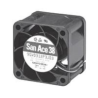 Sanyo Denki 109P0412P3G033 Axial DC Axial Fan, 40x40x28mm, 12VDC, 20.83CFM, 0.39A, 50dBA, Closed Loop Control PWM