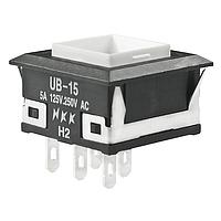 NKK Switches UB15KKW016G Pushbutton Switches SQ ON(ON) BLUE LED SOLDER LUG BODY ONLY