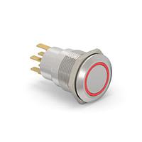 Alcoswitch - TE Connectivity 4-2213764-8 Pushbutton Switches AV19 DPM 0.4VA FIX RING LED RED 24V