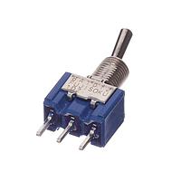 Nidec Components 8A1012-Z High-Reliability Miniature Toggle Switch SPDT, ON-ON, 10.5mm toggle, 1/4"-40 threaded bushing, straight PC terminals, 6A @ 125V AC