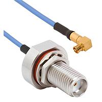 Amphenol SV Microwave FRSMPM-047-FBSMA-060 RF Cable Assemblies SMPM R/A F  SMA BKHD F 6"Cable