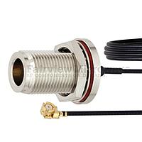 Fairview FMCA1008 N Female Bulkhead to UMCX 2.5 Plug Cable 0.81mm Coax and RoHS Compliant