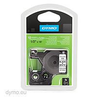 DYMO 63020698 D1 Black/White Permanent Polyester Tape (12mm x 5.5m)
