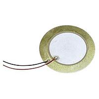 Same Sky (formerly CUI Devices) CPT-3526-L100 Piezoelectric buzzer, 35 mm round, 0.53 mm deep, P, 2.6 kHz, 30 V, 100mm wire leads, no driving circuit