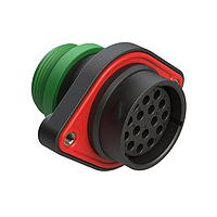 Amphenol SINE Systems AHDP02-24-16SN-STA Connectors 16 Position Panel Mount Receptacle, Socket, Shell Size 24, Normal Diameter Seal (Green), Small Thread Adapter