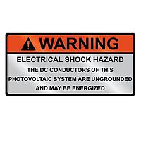 HellermannTyton 596-00831 Metal Solar Placard Metal Solar Placard, WARNING ELECTRICAL SHOCK , 3.75" x 2.0", AA, Orange/Silver, 5/pkg