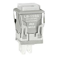 NKK Switches LB15SGW01-5F24-JB Pushbutton Switches ON(ON) SQ GRAY 24V GRN LED CLR/WHT CAP