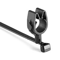 HellermannTyton 156-02255 Standard Cable Ties MOC Clip, 12 mm Transverse, Assembled to T50SVC Swivel Tie, PA66HIRHSUV, Black,
