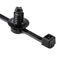 HellermannTyton 156-00291 Cable Tie Mounts 2-Piece Cable Tie with Fir Tree Mount, 8.0"L, 0.26 - 0.28" Mounting Hole, 50lb, PA66HS, Black, 100/pkg