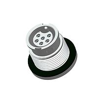 Amphenol LTW ABD-06PMFS-LC7001 Connectors Ceres, Standard Size, Plastic, 5A, 06 pins, Male Connector, Female Contact, Circular, 2 Points Lock, Solder, Receptacle, IP67