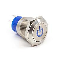 E-Switch ULV4F2BSS544 Anti-Vandal Anti-vandal, SPDT, On-(On), Panel Mount, Front, Silver, LED, Blue, IP67