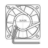 Sunon PMD2406PKBX-A.(2).GN Axial Axial Fan, 60x60x20mm, 24VDC, 30.5CFM, 0.35"H2O, Ball, Wire, Auto Restart
