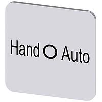 SIEMENS 3SU19000AF810DD0 Labeling Plate, Hand O Auto INSCR. LABEL,SILV 22 X 22MM, HAND O AUTO