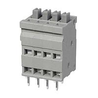 Same Sky (formerly CUI Devices) TBL009V-254-04GY-2GY Fixed Terminal Blocks Terminal block, screwless, 2.54, Vertical, 4, Gray w Gray Button