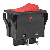 NKK Switches JWL21RCA/UC Rocker Switches DPST TV8 RTD RED CAP BLACK BODY