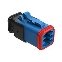 Amphenol SINE Systems AT06-6S-SR01BLU Plug 6 Position, Plug, Socket, SR01 Strain Relief (Standard Seal), Blue Body