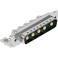 HARTING 09693009103 Mixed Contact D-Sub Connectors D-Sub 5W5 male angled, 20Amps, PLS4, board locks, 4-40 screw locks
