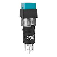 NKK Switches HB15SKW01-G Pushbutton Switches ON-(ON) SQ SLDR LUG BLUE CAP