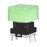 NKK Switches JB15HBPF-F Tactile Switches OFF(ON) HI OPER EXTD ACT GRN LED GRN CAP