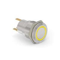 Alcoswitch - TE Connectivity 1-2213764-0 Pushbutton Switches AV19 SPM 0.4VA FIX RING LED YELLOW 12V