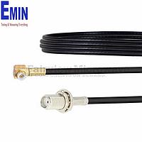 Fairview FMCA1435 Snap-On RA MMBX Plug to SMA Female Bulkhead Cable RG174 Coax