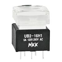 NKK Switches UB216SKW035F-1JB Pushbutton Switches ON-ON GRN LED 6A SCLPT CLR/WHT CAP PC
