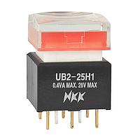 NKK Switches UB225SKG035C-1JC Pushbutton Switches ON(ON) PC RED LED SCULPTRD CLR/RED CAP