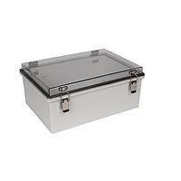Bud Industries PTH-22428-C Electrical Enclosures PC+10% Fiberglass Box, Self-Locking Latch and Clear Cover (13.8 X 9.8 X 5.9 In)