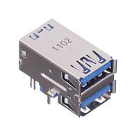 Amphenol Commercial Products GSB3115373T1F3HR USB Type A Connectors USB3.0, A, RECEPTACLE, RIGHT ANGLE STACK SINK DIP.