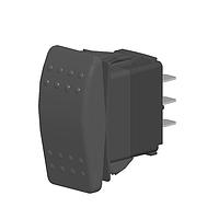 Carling Technologies V8D1S00B-AZB00-000 Contura Sealed Rocker Switch 1-pole, (ON) - OFF - (ON), 20A 12VDC not HP rated, Non-Illuminated, Sealed Contura II Rocker Black Switch with No Lens and .250 Tab (Q.C.), 8 Terminal baseUL 1054 Recognized