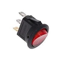 Adam Tech SW-R2-1A-F-LR13-8 Miniature Miniature Rocker Switch, quick connect terminal .187in [4.75mm], red lighted actuator (12V LED voltage), round