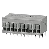 Same Sky (formerly CUI Devices) TBL009-254-10GY-2GY Fixed Terminal Blocks Terminal block, screwless, 2.54, Horizontal, 10, Gray w Gray Button
