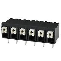Same Sky (formerly CUI Devices) TBLH10-500-06BK Fixed Terminal Blocks Terminal block, screwless, High Temp, 5.00, Horizontal, 6, Black w Gray Button