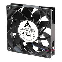 Delta Electronics, Inc. THB1248B-A Tubeaxial Fan, 120x25mm, 48VDC, 186.6CFM, 19.2W, Ball, 4Leads, Lock Rotor Sensor, Tach/PWM