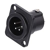 Amphenol Audio AC4MDZB Connectors 4 Pole XLR Male Chassis Mount D Type Stamped Contacts  Black Finish